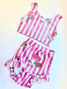 Wild Rich Kids Girl Disney Pink Minnie Bikini Swim Iridescent Stripe Size 2T